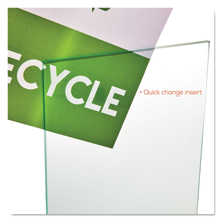 Superior Image Swivel Sign Holder w/Green Edge, 8.5 x 11 Insert, Silver Base