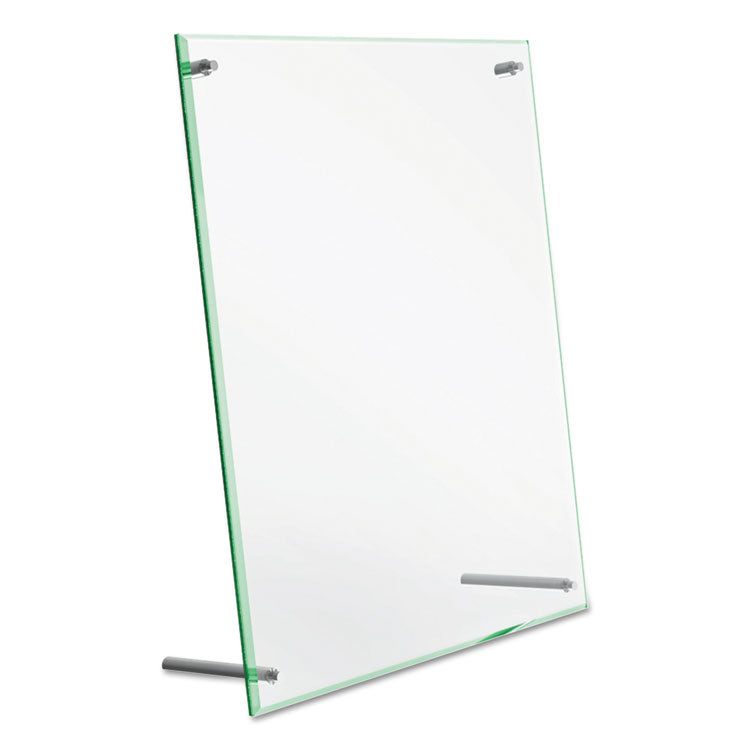 Superior Image Beveled Edge Sign Holder, Letter Insert, Clear/green-Tinted Edges