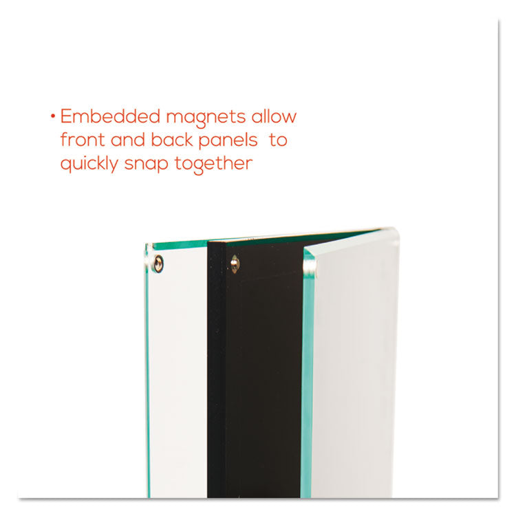 Double-Sided Magnetic Sign Display, 8.5 x 11 Insert, 56" Tall, Clear/Black