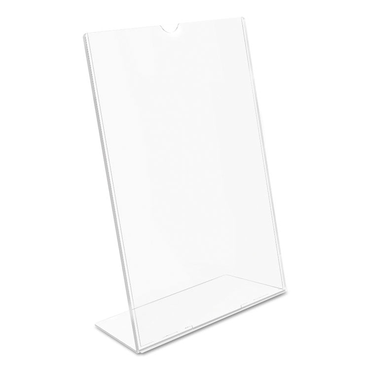 Superior Image Slanted Sign Holder, Top Loading, Portrait, 8.5 x 11 Insert, Clear