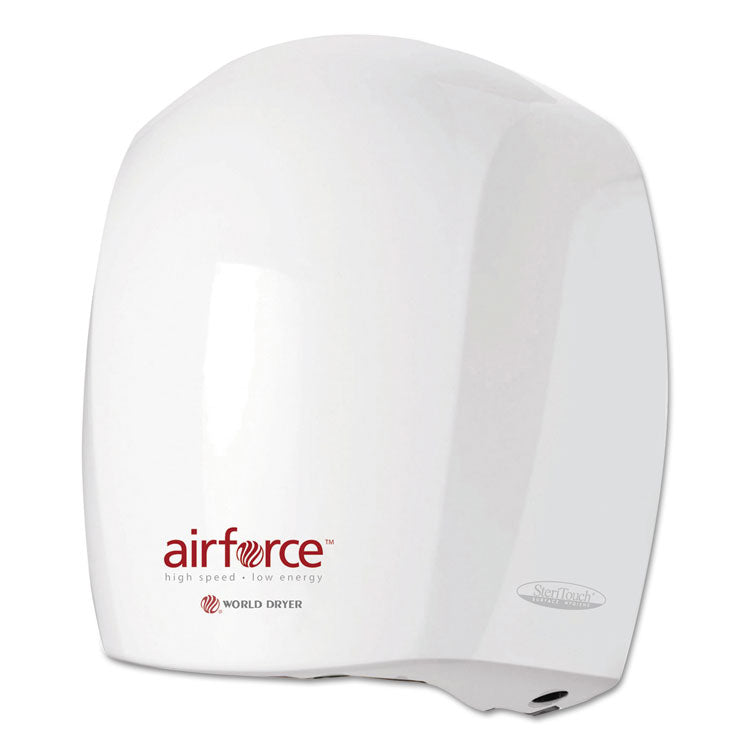 Airforce Hand Dryer, 110-120 V, 0.75 x 9 x 6.5, Aluminum, White
