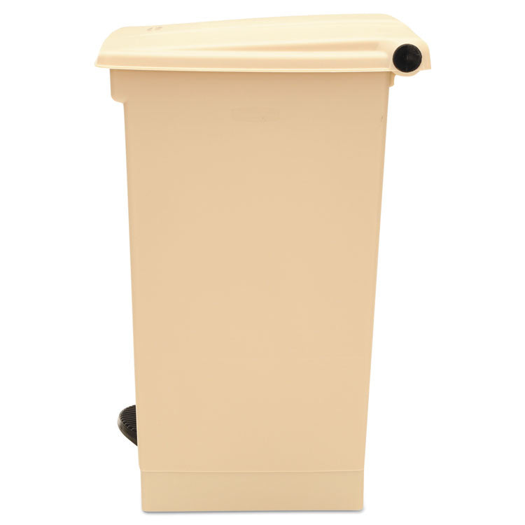 Indoor Utility Step-On Waste Container, 12 gal, Plastic, Beige