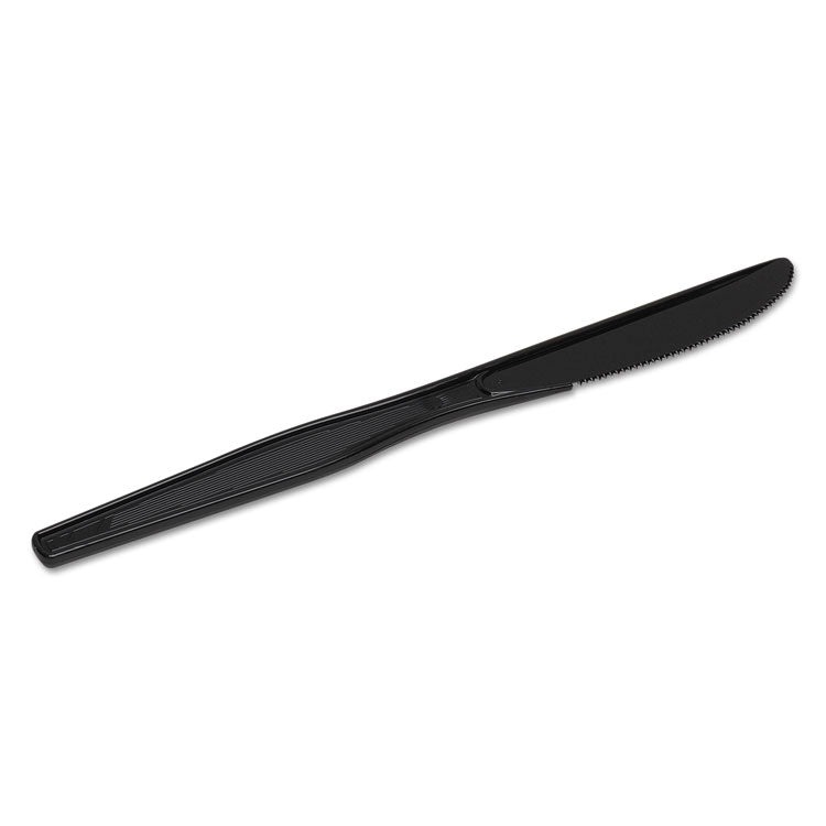 Plastic Cutlery, Heavy Mediumweight Knife, Black, 1,000/Carton