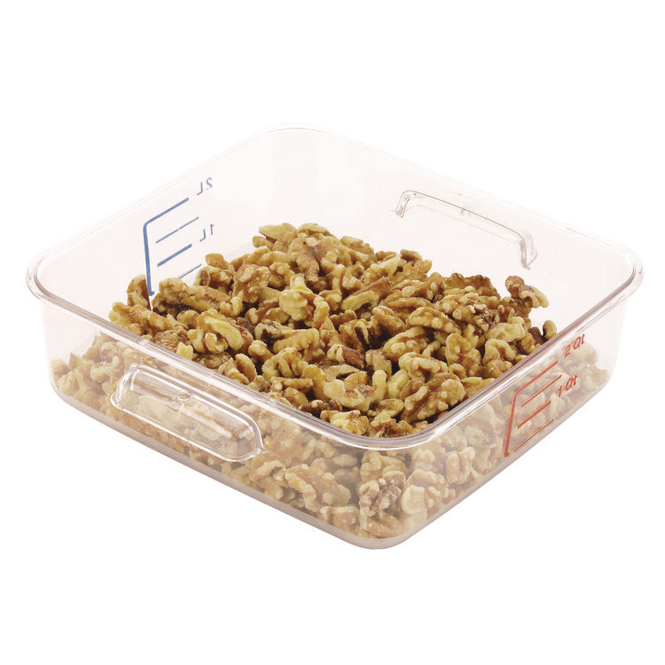 SpaceSaver Square Containers, 2 qt, 8.8 x 8.75 x 2.7, Clear, Plastic