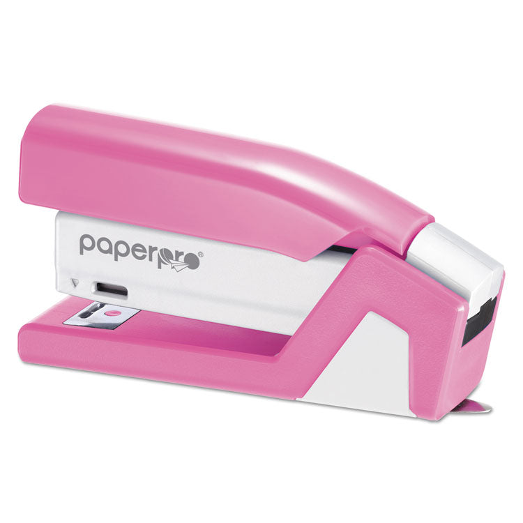 InCourage Spring-Powered Compact Stapler, 20-Sheet Capacity, Pink/Gray