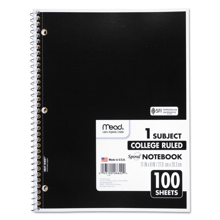 Spiral Notebook, 1-Subject, Medium/College Rule, Randomly Assorted Cover Color, (100) 11 x 8 Sheets