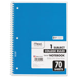 Spiral Notebook, 1-Subject, Medium/College Rule, Randomly Assorted Cover Color, (70) 10.5 x 7.5 Sheets