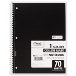 Spiral Notebook, 1-Subject, Medium/College Rule, Randomly Assorted Cover Color, (70) 10.5 x 7.5 Sheets