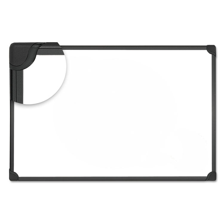 Design Series Deluxe Magnetic Steel Dry Erase Marker Board, 23.62" x 17.71", White Surface, Black Aluminum/Plastic Frame