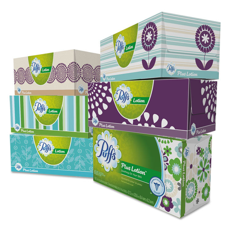 Plus Lotion Facial Tissue, 2-Ply, White, 124 Sheets/box, 6 Boxes/pack, 4 Packs/carton