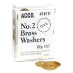 #2 Washers for Two-Prong Fasteners, 1.25" Diameter, Brass, 100/Box