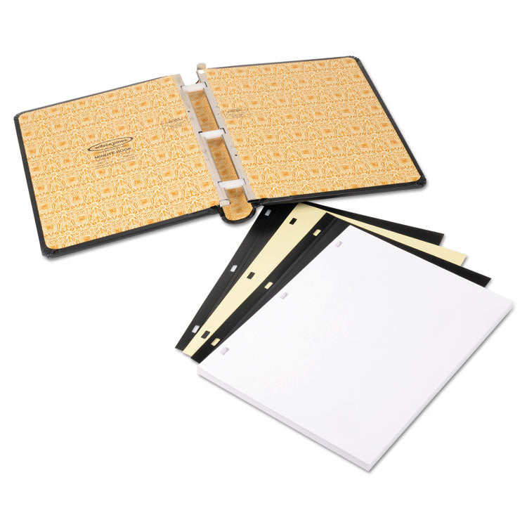 Looseleaf Corporation Minute Book, 1-Subject, Unruled, Black/Gold Cover, (250) 11 x 8.5 Sheets