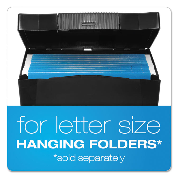Portable Letter Size File Box, Letter Files, 13.5" X 10.25" X 10.88", Black