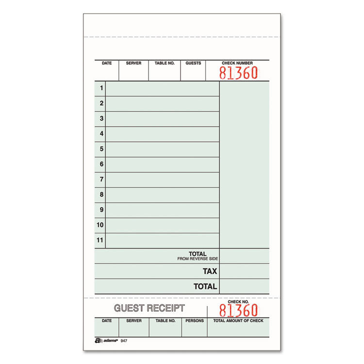 Multi-Part Guest Check Unit Sets, Two-Part Carbonless, 4.25 x 6.75, 250 Forms Total