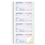 Spiralbound Money and Rent Receipt Book, Two-Part Carbonless, 4.75 x 2.75, 4 Forms/Sheet, 200 Forms Total