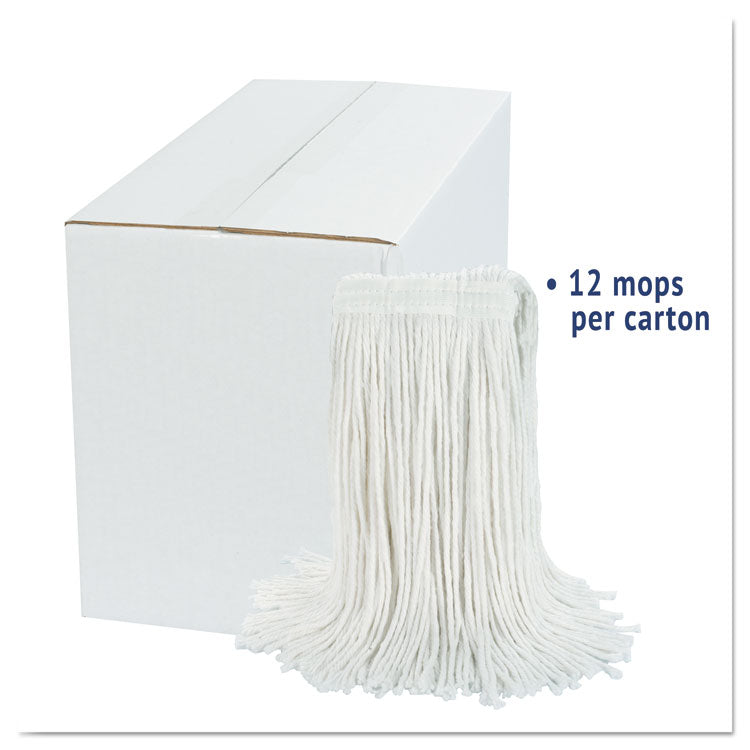 Cut-End Wet Mop Head, Rayon, No. 24, White, 12/carton