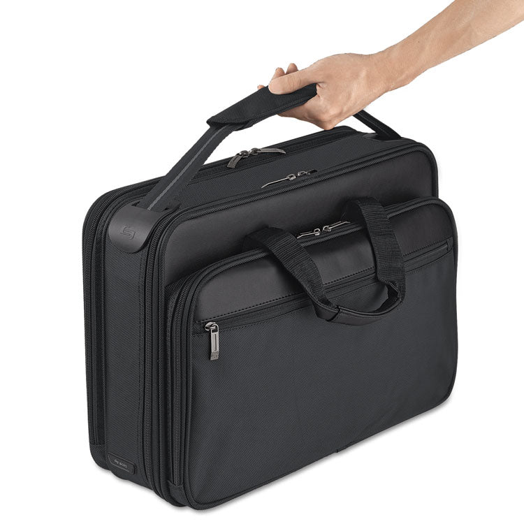 Classic Smart Strap Briefcase, Fits Devices Up to 16", Ballistic Polyester, 17.5 x 5.5 x 12, Black