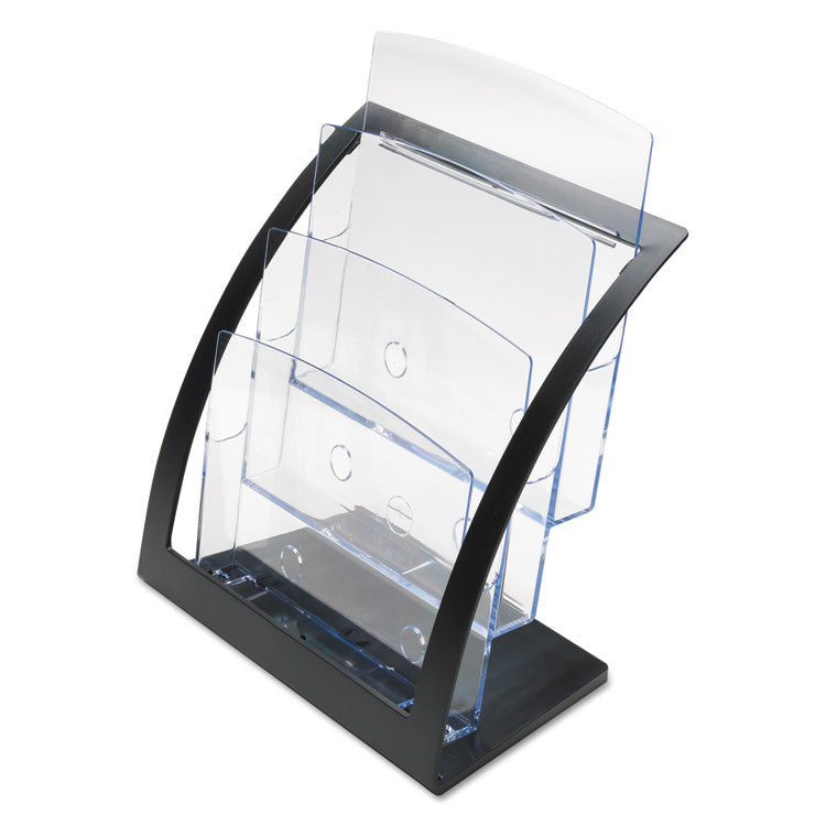 3-Tier Literature Holder, Leaflet Size, 11.25w x 6.94d x 13.31h, Black