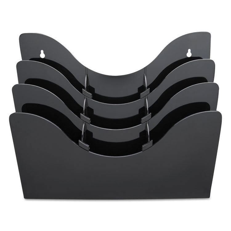 3-Tier Document Organizer W/6 Removable Dividers, 13.38w X 3.5d X 11.5h, Black