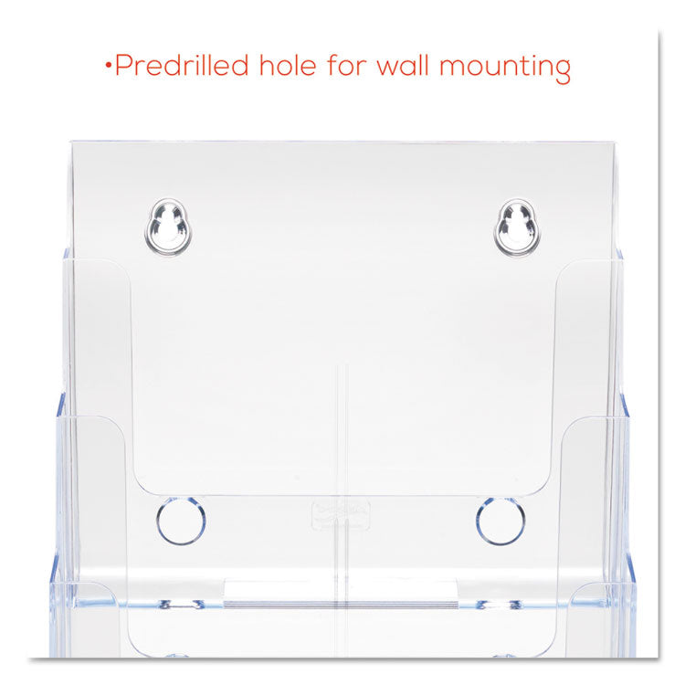 4-Compartment DocuHolder, Magazine Size, 9.38w x 7d x 13.63h, Clear