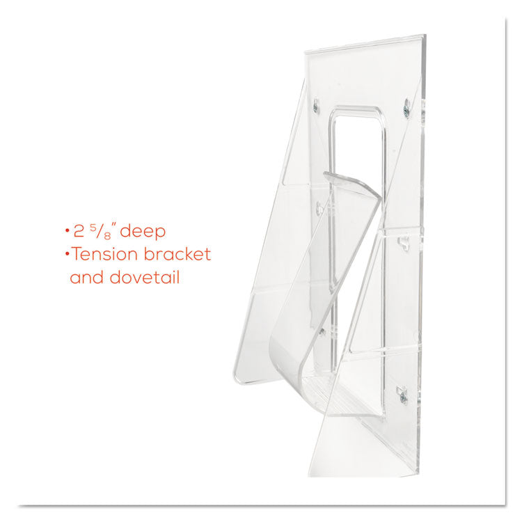 Stand-Tall Wall-Mount Literature Rack, Leaflet, 4.56w X 3.25d X 11.88h, Clear