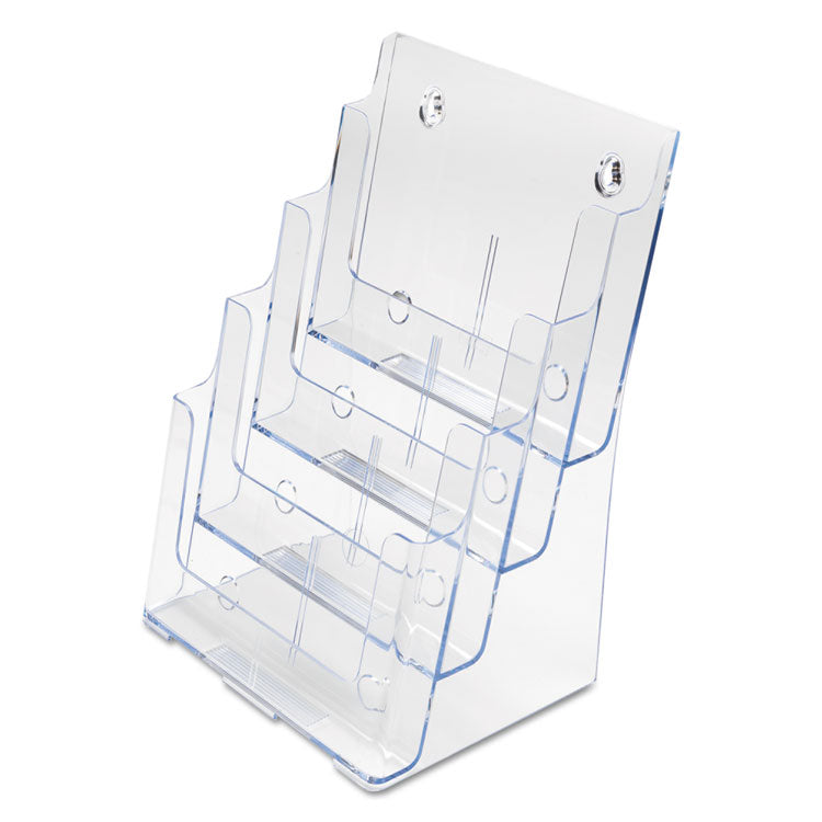 4-Compartment DocuHolder, Magazine Size, 9.38w x 7d x 13.63h, Clear