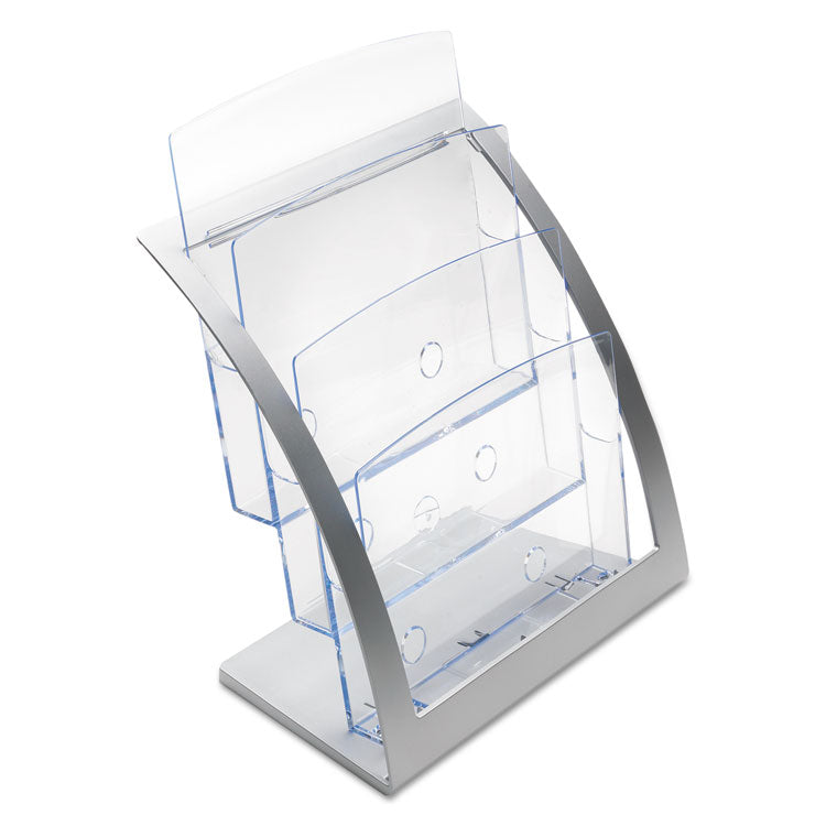 3-Tier Literature Holder, Leaflet Size, 11.25w X 6.94d X 13.31h, Silver