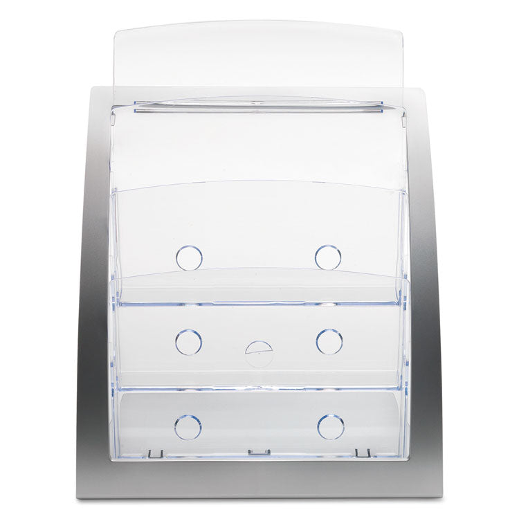 3-Tier Literature Holder, Leaflet Size, 11.25w X 6.94d X 13.31h, Silver