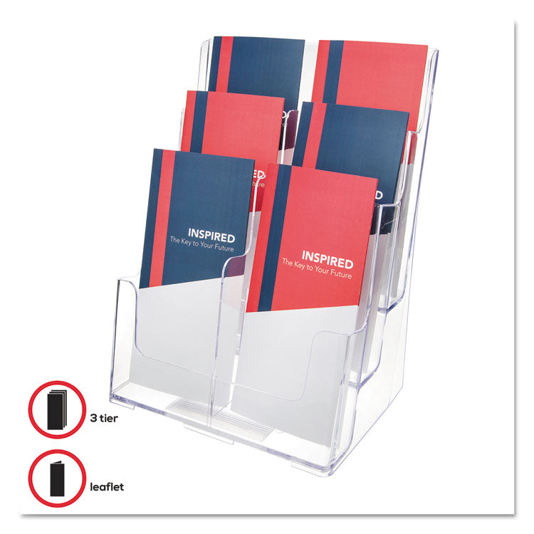 6-Compartment DocuHolder, Leaflet Size, 9.63w x 6.25d x 12.63h, Clear