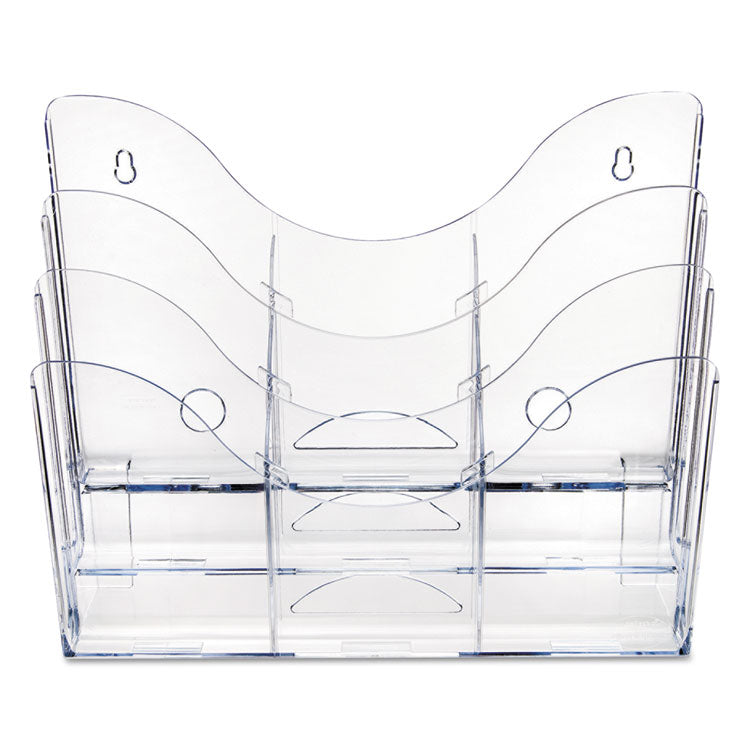 3-Tier Document Organizer W/6 Removable Dividers, 14w X 3.5d X 11.5h, Clear