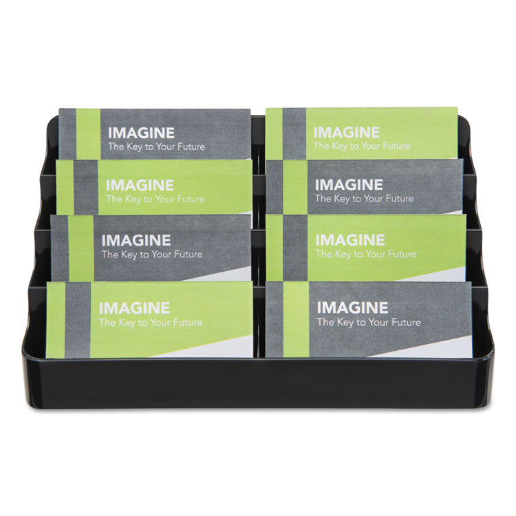 8-Tier Recycled Business Card Holder, Holds 400 Cards, 7.88 X 3.88 X 3.38, Plastic, Black
