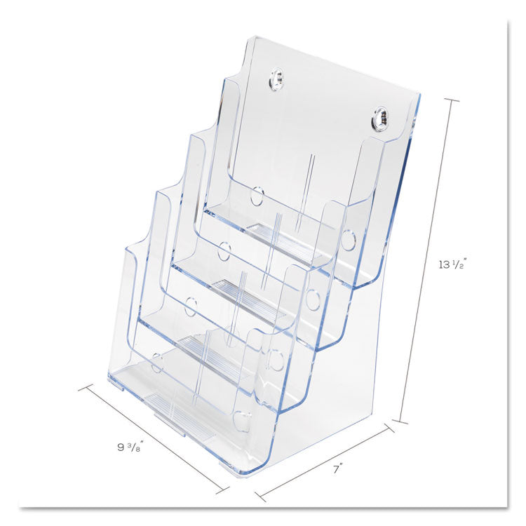 4-Compartment DocuHolder, Magazine Size, 9.38w x 7d x 13.63h, Clear