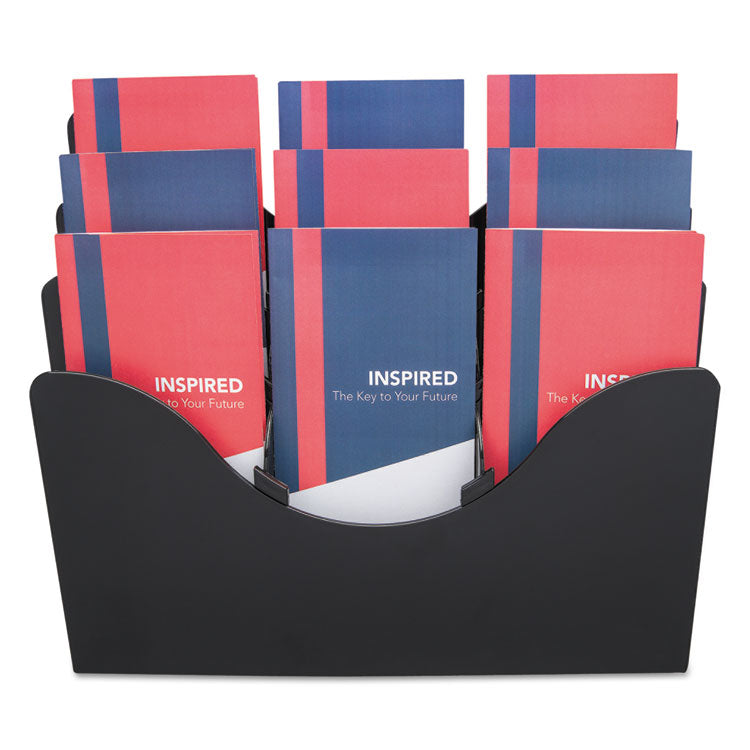 3-Tier Document Organizer W/6 Removable Dividers, 13.38w X 3.5d X 11.5h, Black