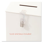 Suggestion Box Literature Holder with Locking Top, 13.75 x 3.63 x 13.94, Plastic, White
