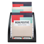 3-Tier Literature Holder, Leaflet Size, 11.25w x 6.94d x 13.31h, Black