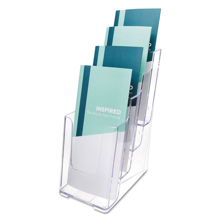 4-Compartment Docuholder, Leaflet Size, 4.88w X 6.13d X 10h, Clear