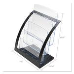 3-Tier Literature Holder, Leaflet Size, 11.25w x 6.94d x 13.31h, Black