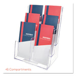 6-Compartment DocuHolder, Leaflet Size, 9.63w x 6.25d x 12.63h, Clear