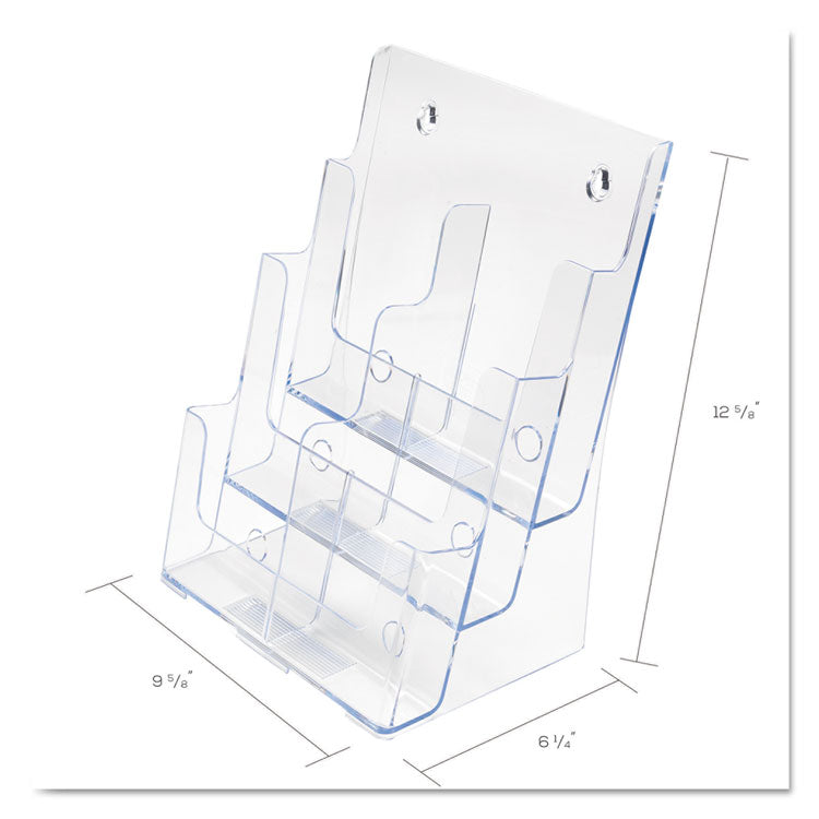 6-Compartment DocuHolder, Leaflet Size, 9.63w x 6.25d x 12.63h, Clear