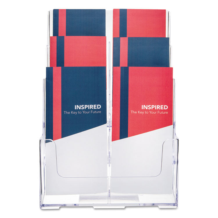 6-Compartment DocuHolder, Leaflet Size, 9.63w x 6.25d x 12.63h, Clear