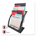 3-Tier Literature Holder, Leaflet Size, 11.25w x 6.94d x 13.31h, Black