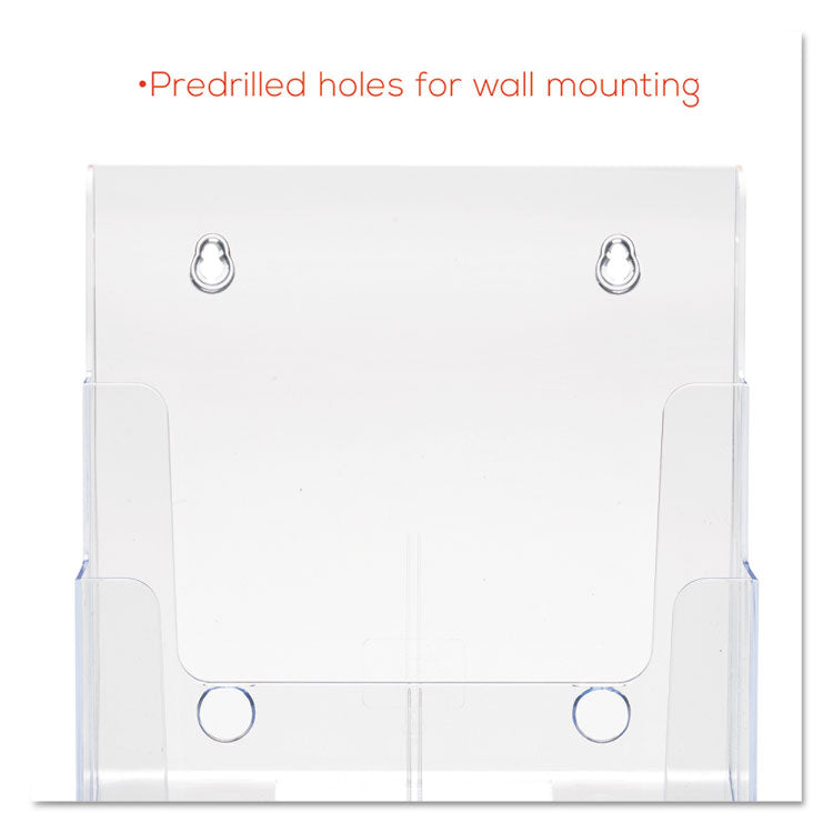 3-Compartment Docuholder, Magazine Size, 9.5w X 6.25d X 12.63, Clear