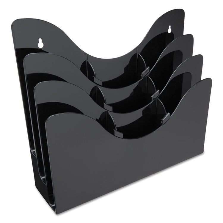 3-Tier Document Organizer W/6 Removable Dividers, 13.38w X 3.5d X 11.5h, Black