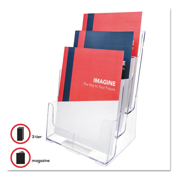 3-Compartment Docuholder, Magazine Size, 9.5w X 6.25d X 12.63, Clear