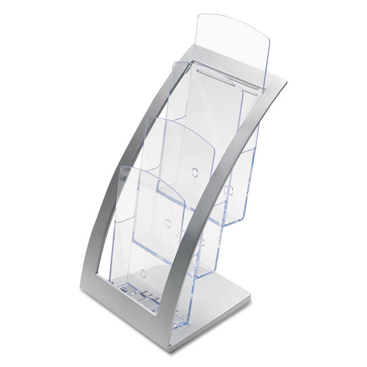 3-Tier Literature Holder, Leaflet Size, 6.75w X 6.94d X 13.31h, Silver