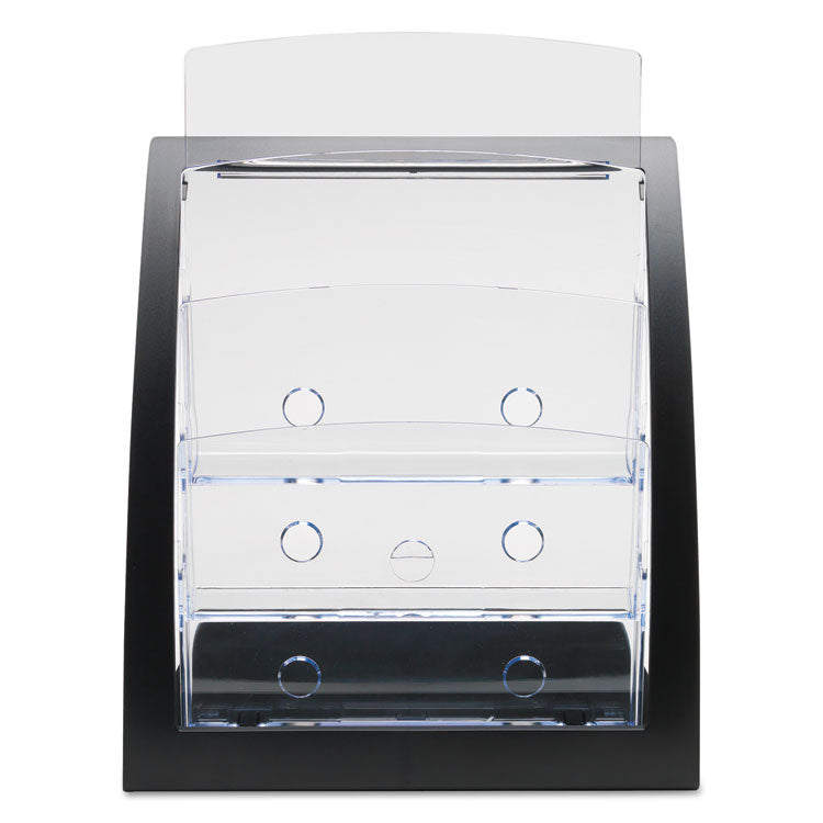 3-Tier Literature Holder, Leaflet Size, 11.25w x 6.94d x 13.31h, Black