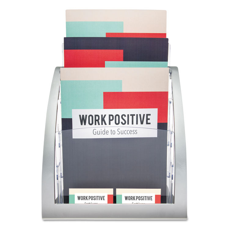 3-Tier Literature Holder, Leaflet Size, 11.25w X 6.94d X 13.31h, Silver