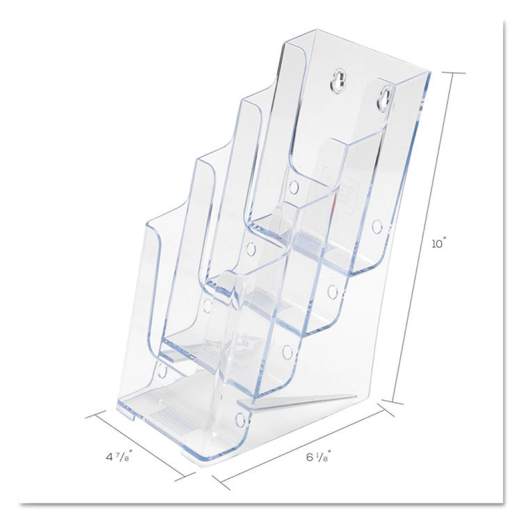4-Compartment Docuholder, Leaflet Size, 4.88w X 6.13d X 10h, Clear