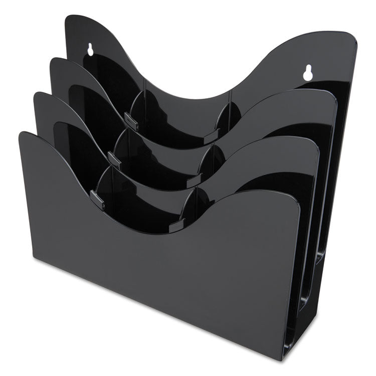 3-Tier Document Organizer W/6 Removable Dividers, 13.38w X 3.5d X 11.5h, Black