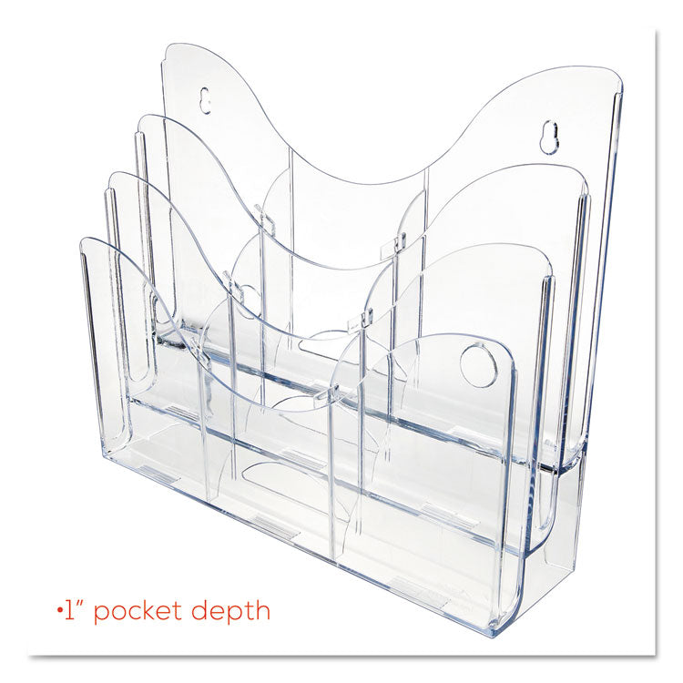 3-Tier Document Organizer W/6 Removable Dividers, 14w X 3.5d X 11.5h, Clear